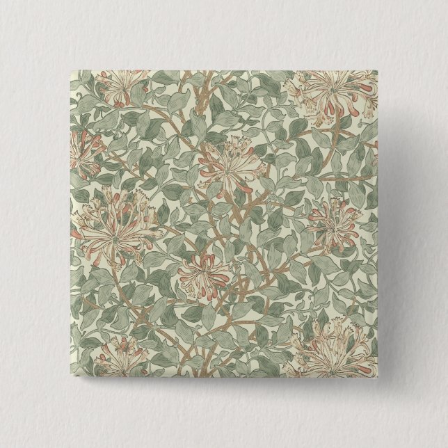 Chapa Cuadrada William Morris Honeysuckle Green Floral (Anverso)