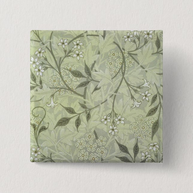 Chapa Cuadrada William Morris Jasmine Flower Wallpaper Art (Anverso)