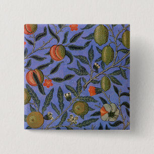 Chapa Cuadrada William Morris Papel de fondo azul granate