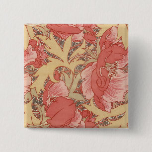 Chapa Cuadrada William Morris Poppies Patrón de Art Nouveau flora
