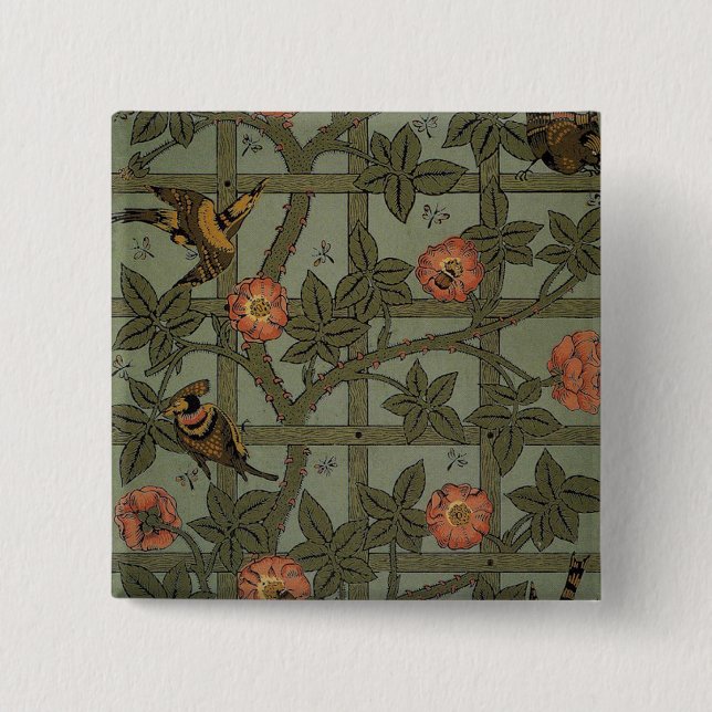 Chapa Cuadrada William Morris Trellis Wallpaper Art (Anverso)