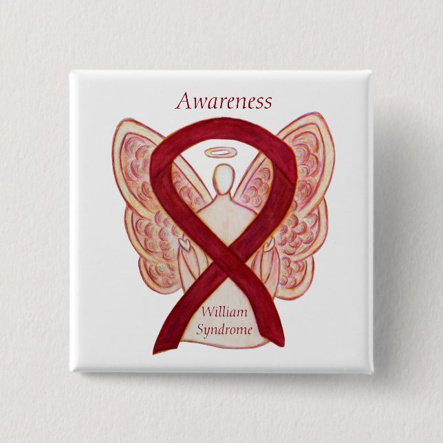 Chapa Cuadrada William Syndrome Angel Awareness Ribbon Pins (Anverso)