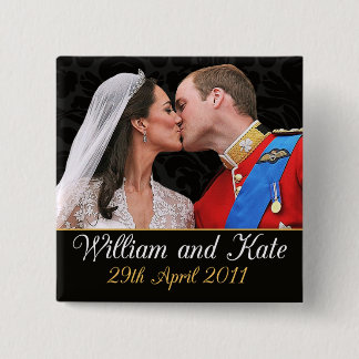 Chapa Cuadrada William y Kate Royal Boda Kiss