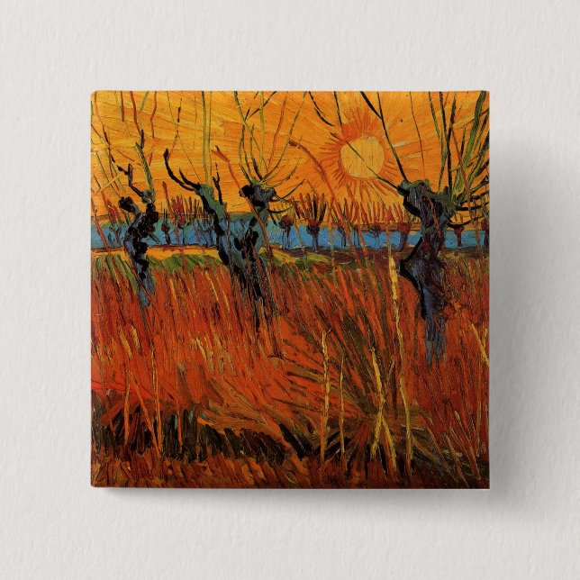 Chapa Cuadrada Willows at Sunset de Vincent van Gogh (Anverso)