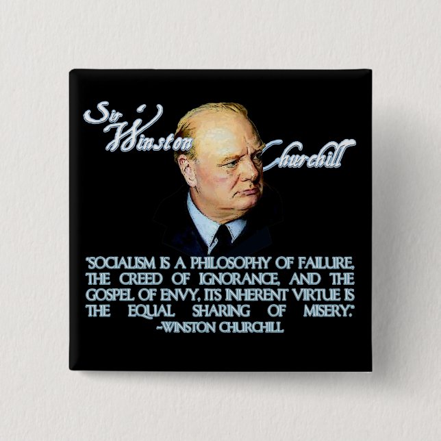 Chapa Cuadrada Winston Churchill en socialismo (Anverso)