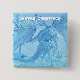 Chapa Cuadrada Winter Greetings. Ice dragon with antlers