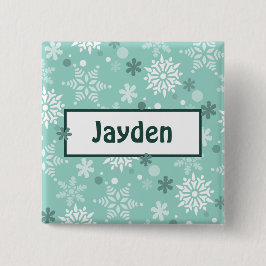 Chapa Cuadrada Winter Turquoise-Blue Birthday Party Name