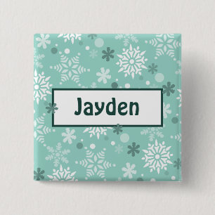 Chapa Cuadrada Winter Turquoise-Blue Birthday Party Name