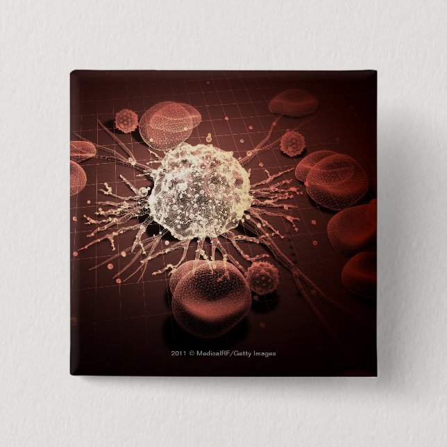 Chapa Cuadrada Wireframe de células cancerosas (Anverso)