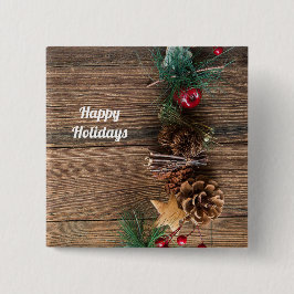 Chapa Cuadrada wooden background with pine cones     