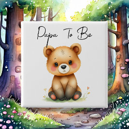 Chapa Cuadrada Woodland Bear Papa Para Ser Baby Shower
