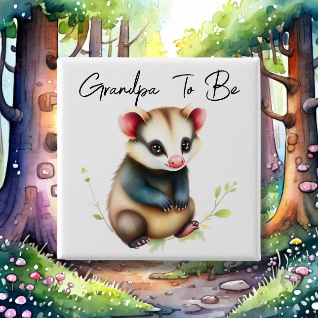 Chapa Cuadrada Woodland Possum Grandpa Be Baby Shower (Subido por el creador)