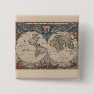 Chapa Cuadrada World Map Globe Travel Antiguo
