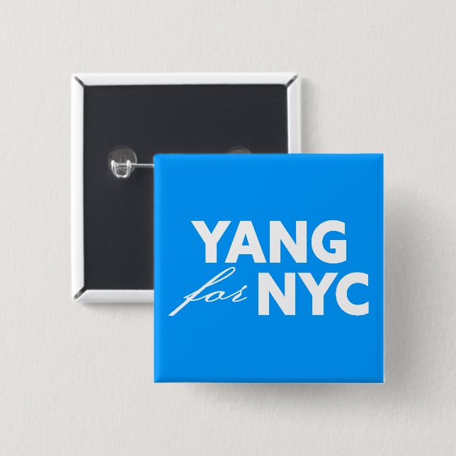 Chapa Cuadrada Yang para la elección del alcalde de Nueva York (Anverso y reverso)