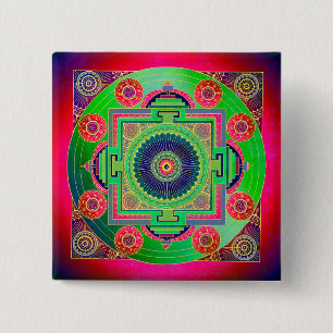 Chapa Cuadrada YANTRA - la gran rueda - rosa verde
