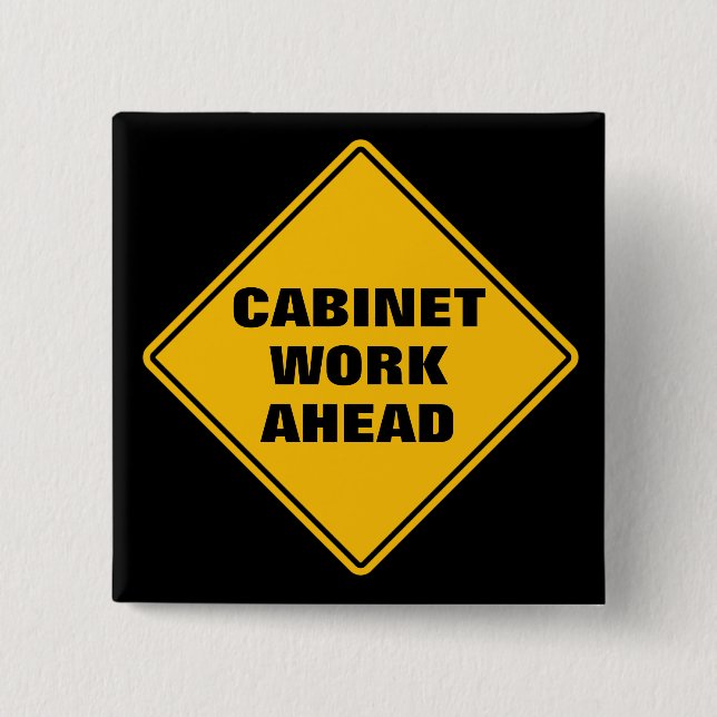 Chapa Cuadrada Yellow cabinet work ahead classic road sign (Anverso)