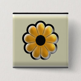 Chapa Cuadrada Yellow Flower Square Button – Modern Floral Design
