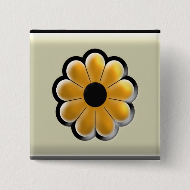 Chapa Cuadrada Yellow Flower Square Button – Modern Floral Design (Anverso)