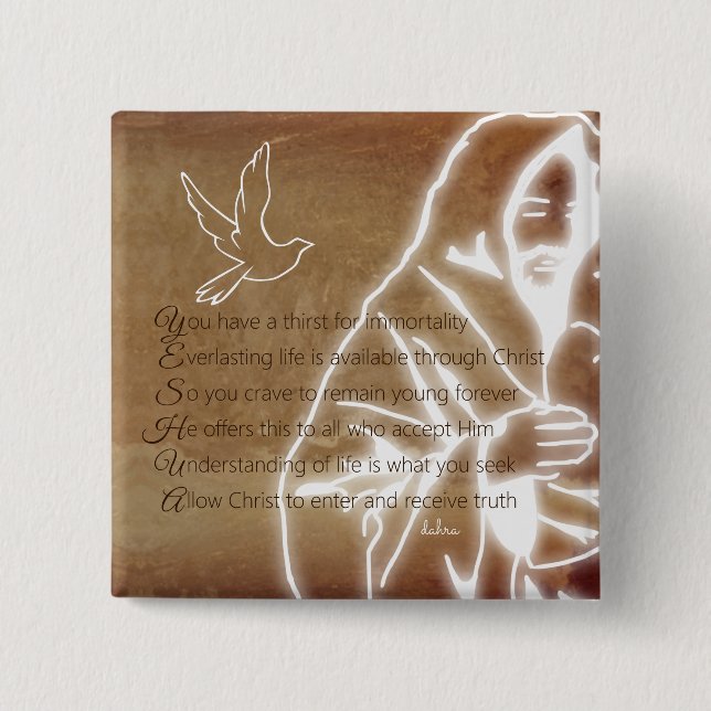 Chapa Cuadrada YESHUA Messiah Jesus Christ Christian Poem (Anverso)
