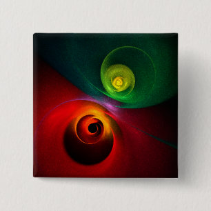 Chapa Cuadrada Yin Verde Rojo Yang Patrón de arte abstracto moder