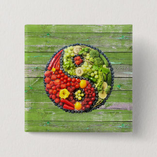 Chapa Cuadrada YinYang - Armonía vegana Muro de Madera Verde