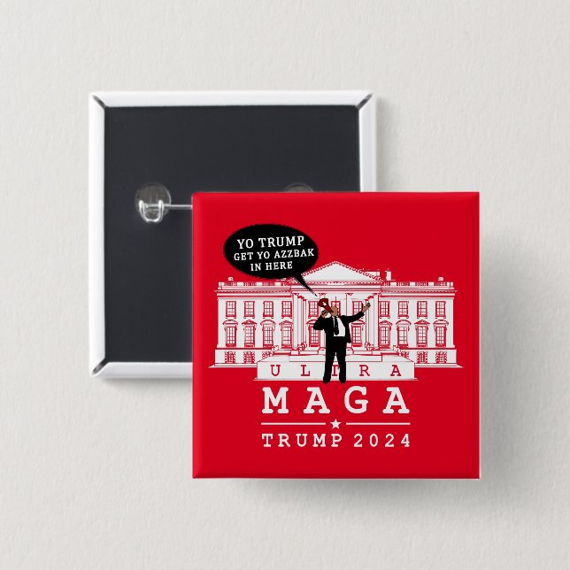 CHAPA CUADRADA  YO TRUMP 2024 WHITEHOUSE (Anverso y reverso)