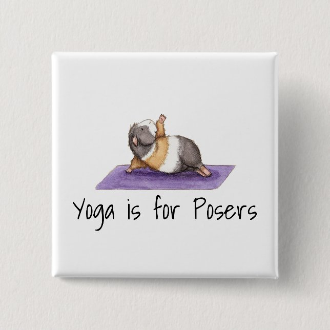 Chapa Cuadrada Yoga Posers divertidos en Guinea Pig (Anverso)