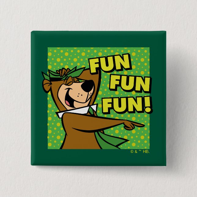 Chapa Cuadrada Yogi Bear Fun Fun Fun (Anverso)
