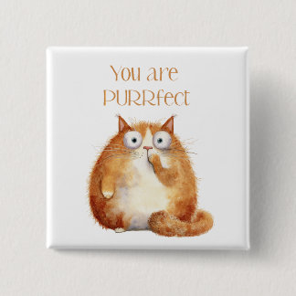 Chapa Cuadrada you are purrfect - orange cat bagde