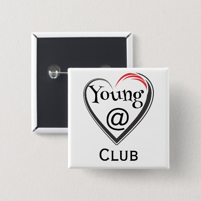 Chapa Cuadrada Young at Heart Club Button (Anverso y reverso)