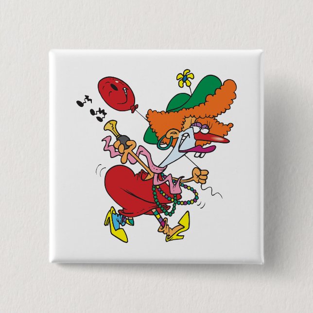 Chapa Cuadrada Zany Woman Running Clown (Anverso)