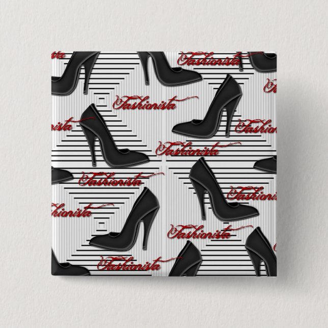 Chapa Cuadrada Zapatos negros-botón de moda (Anverso)