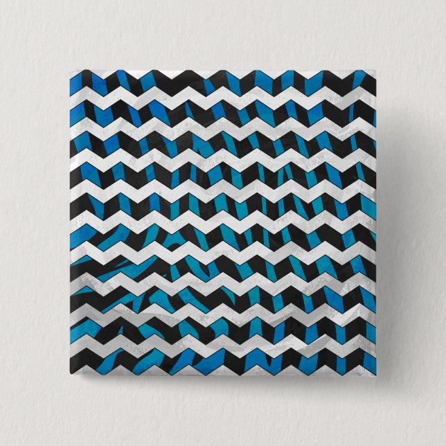 Chapa Cuadrada Zebra Chevron Negro y Azul (Anverso)