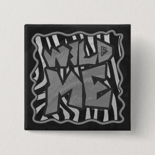 Chapa Cuadrada Zebra negra y gris claro me salvaje