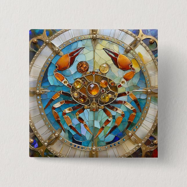 Chapa Cuadrada Zodiaco - Cáncer El Cangrejo (Anverso)