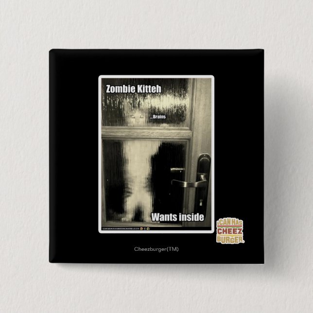 Chapa Cuadrada Zombi Kitteh (Anverso)