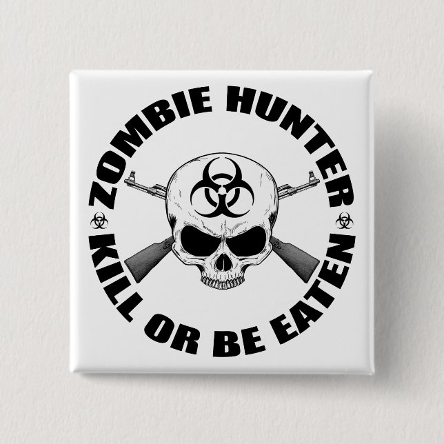 Chapa Cuadrada Zombie Hunter 2 (Anverso)
