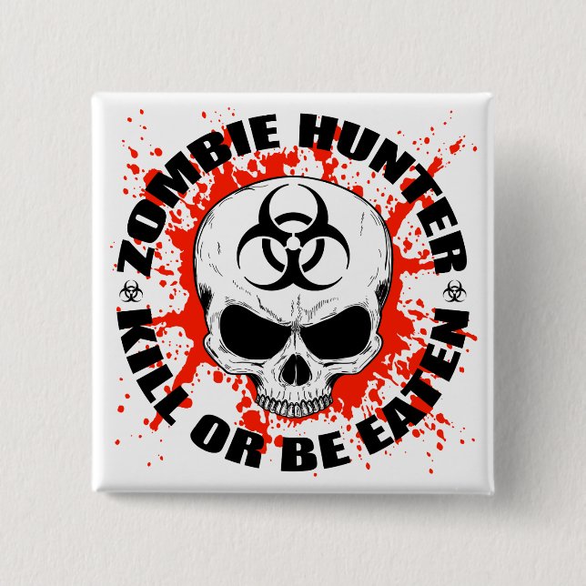 Chapa Cuadrada Zombie Hunter 3 (Anverso)