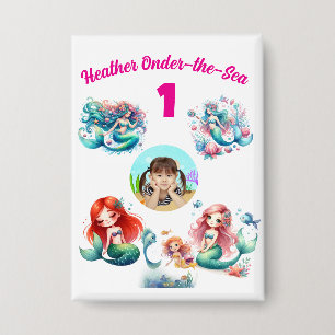 Chapa Cumpleaños 1 de Sirena Mágica Linda Bajo el Mar
