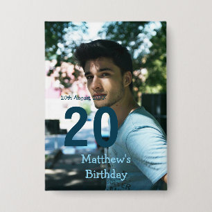 Chapa cumpleaños 20 agregar nombre foto fecha hombre azu