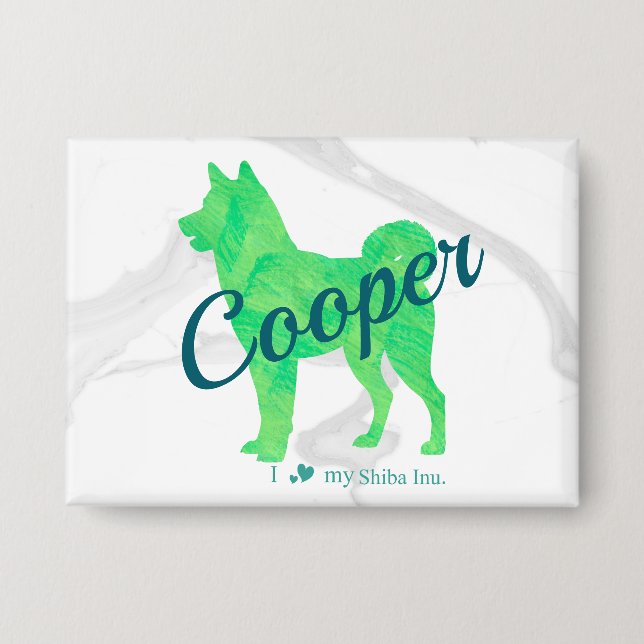 Chapa Custom Pastel Green Shiba Inu Silhouette Badge (Anverso)