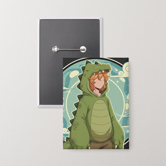Chapa Cute Dino Friend Anime Boy - Green Dinosaur (Anverso/Reverso)