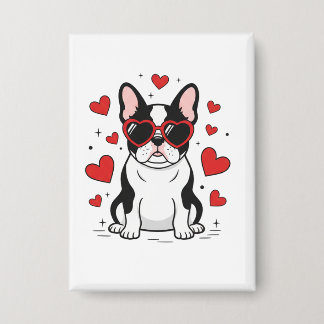 Chapa Cute Frenchie in Love Heart Sunglasses Illustratio