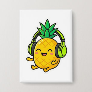 Chapa Cute Kawaii Piña con Auriculares Verano Estar