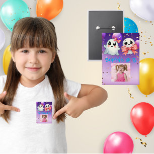 Chapa Cute Little Bow Ghost Halloween Cumpleaños Foto