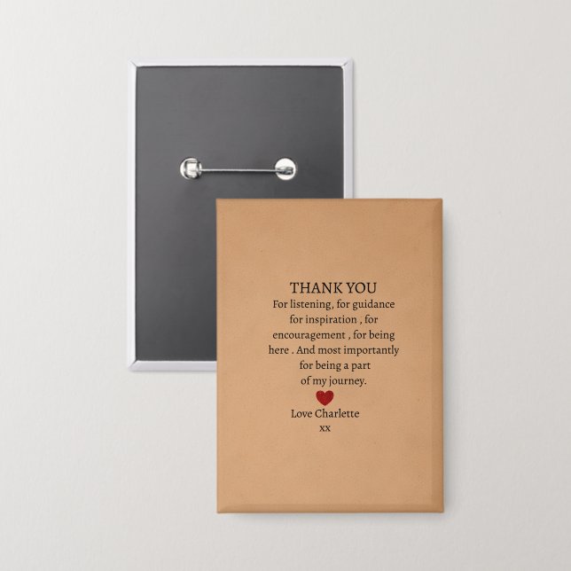 Chapa cute personalized thank you love  (Anverso/Reverso)