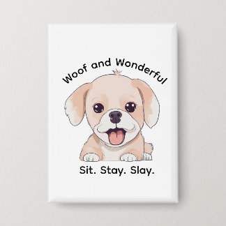 Chapa Cute Puppy Lovers Stylish Dog Mom Rectangle Button