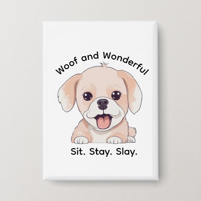 Chapa Cute Puppy Lovers Stylish Dog Mom Rectangle Button (Anverso)