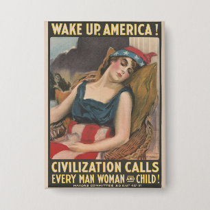 Chapa Dama de la Bandera Americana Patriótica Vintage Hi