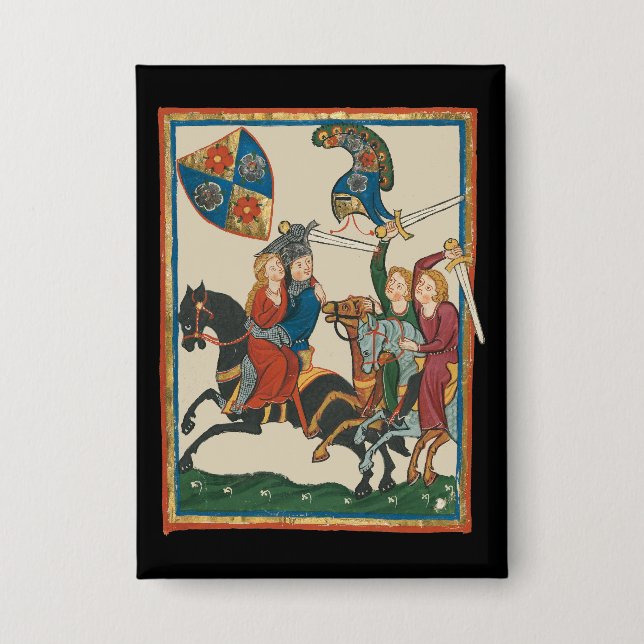 Chapa Damsel en peligro, arte medieval del siglo XIV (Anverso)